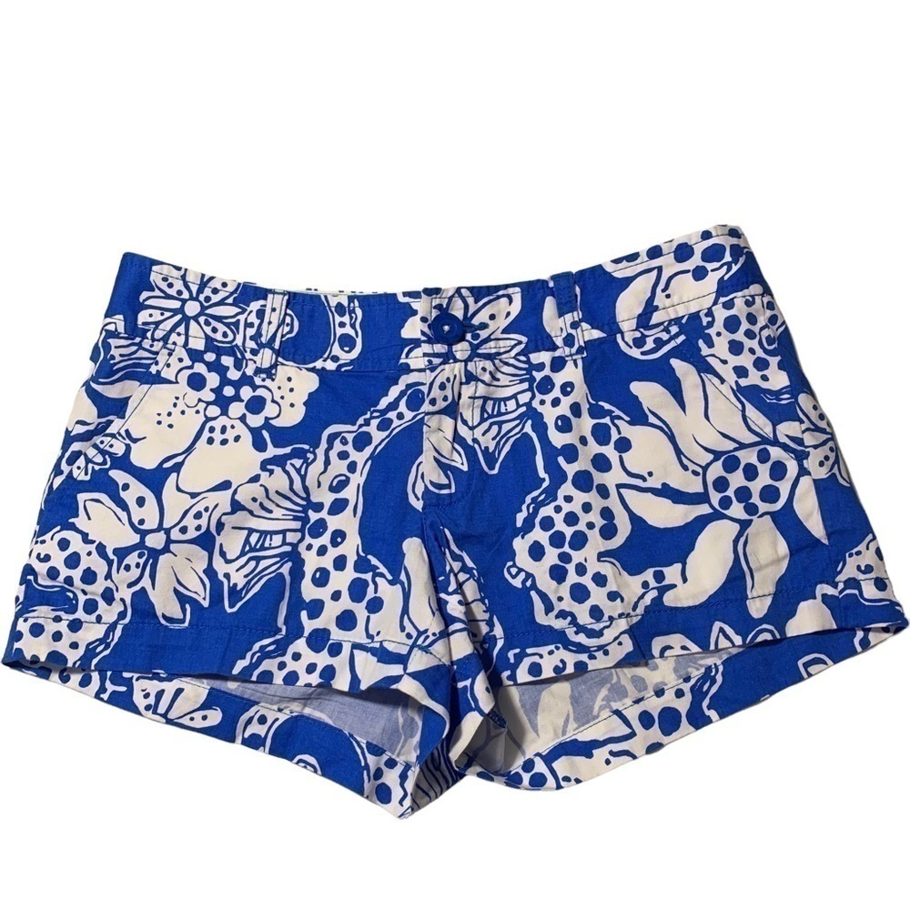 Lilly Pulitzer Quahog Chowdah Walsh Shorts Mid Rise Blue White Size 4